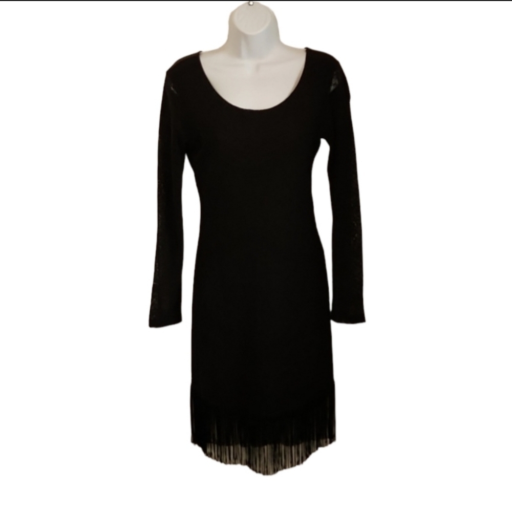 RORY Beca Fringe Lace Sleeve Cocktail Party Dress